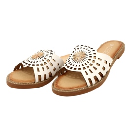 Tongs ajourées pour femmes à la mode avec zircons Filippo DK4621/23 WH blanc blanche 3