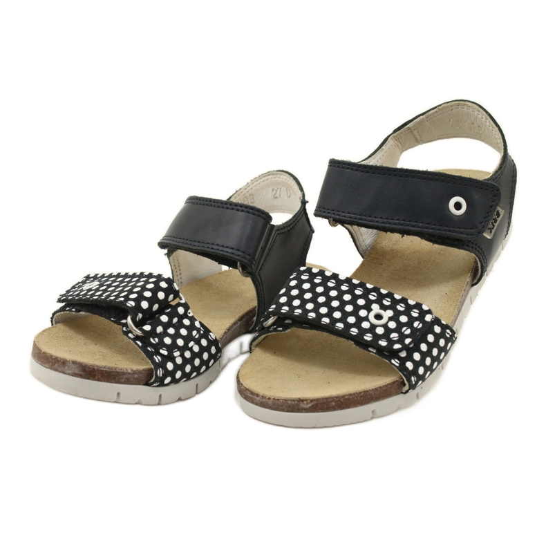 Bartek Sandales en cuir bleu marine des filles en points 3