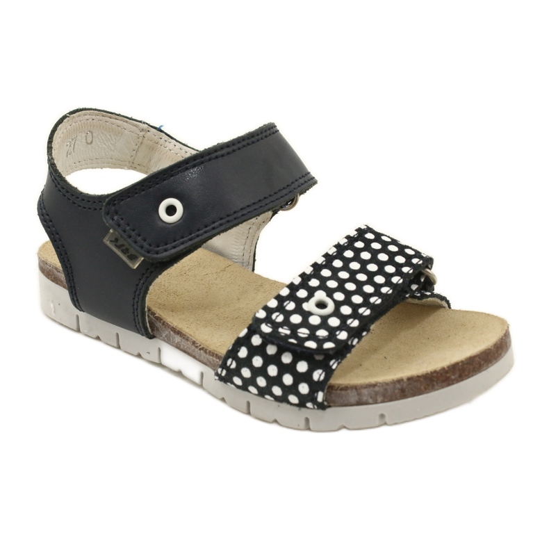 Bartek Sandales en cuir bleu marine des filles en points 1