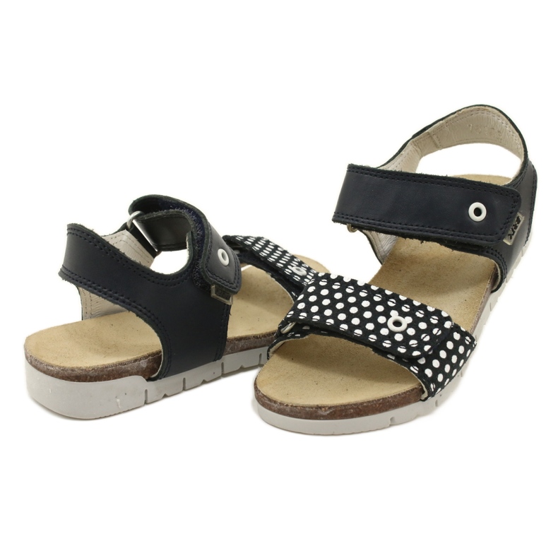 Bartek Sandales en cuir bleu marine des filles en points 4