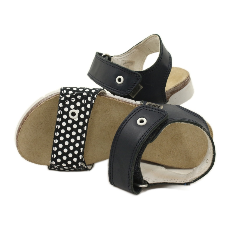 Bartek Sandales en cuir bleu marine des filles en points 5