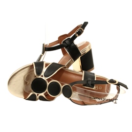 Evento Sandales féminines avec un supérieur supérieur décoratif 23SD35-5575 noir et or 5