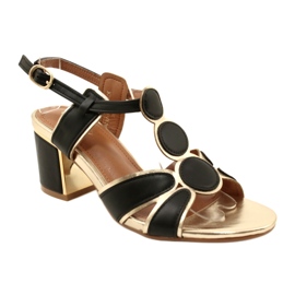 Evento Sandales féminines avec un supérieur supérieur décoratif 23SD35-5575 noir et or 1