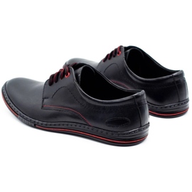 Olivier Chaussures pour hommes en cuir 295LU noir avec rouge 4