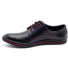 Olivier Chaussures pour hommes en cuir 295LU noir avec rouge le noir 1