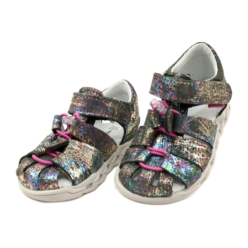 Sandales des filles Mazurek en cuir brillant 1364 Metallique gris 3