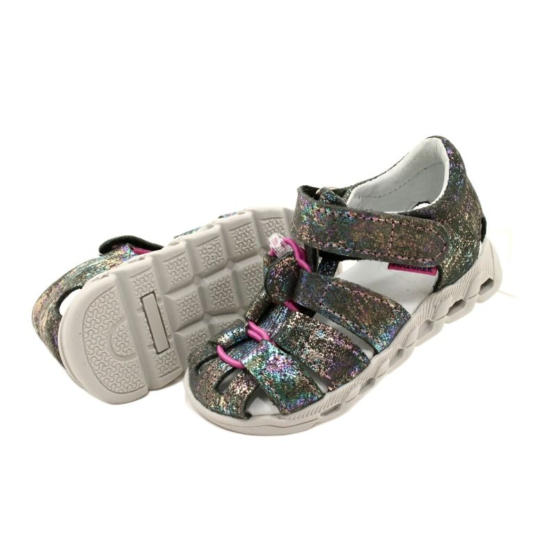 Sandales des filles Mazurek en cuir brillant 1364 Metallique gris 6