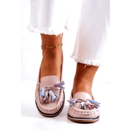 Evento Mocassins Femme En Cuir À Franges Rose Laressa 2