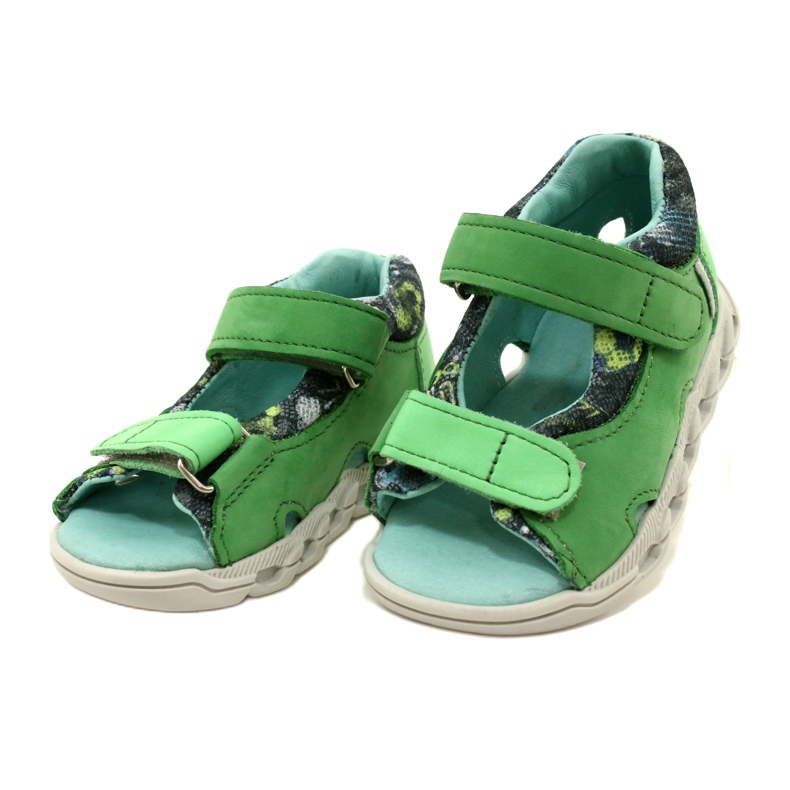 Sandales en cuir pour enfants pour Velcro Mazurek 1363 vert 3