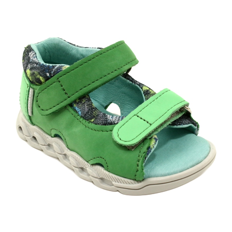 Sandales en cuir pour enfants pour Velcro Mazurek 1363 vert 1