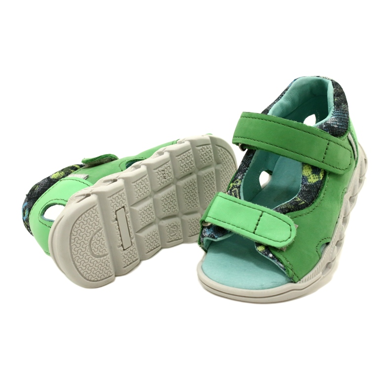 Sandales en cuir pour enfants pour Velcro Mazurek 1363 vert 4