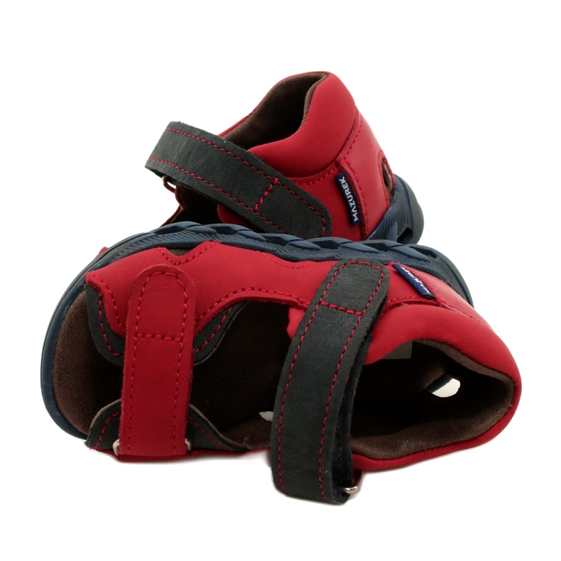 Sandales en cuir pour enfants pour Velcro Mazurek 1363 rouge 5