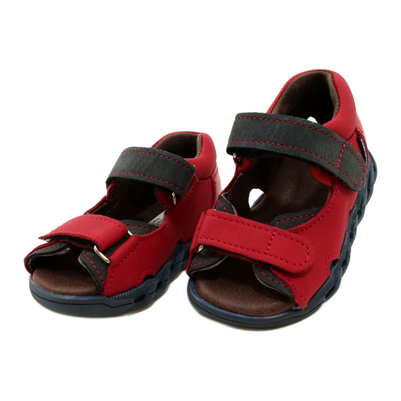 Sandales en cuir pour enfants pour fermeture scratch Mazurek 1363 rouge 3