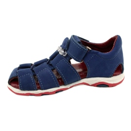 Sandales en cuir pour Velcro Mazurek 1364 bleu marine 2