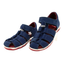 Sandales en cuir pour Velcro Mazurek 1364 bleu marine 3