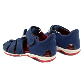 Sandales en cuir pour Velcro Mazurek 1364 bleu marine 6