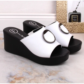 Filippo DK4610 mules compensées en cuir blanc blanche 2