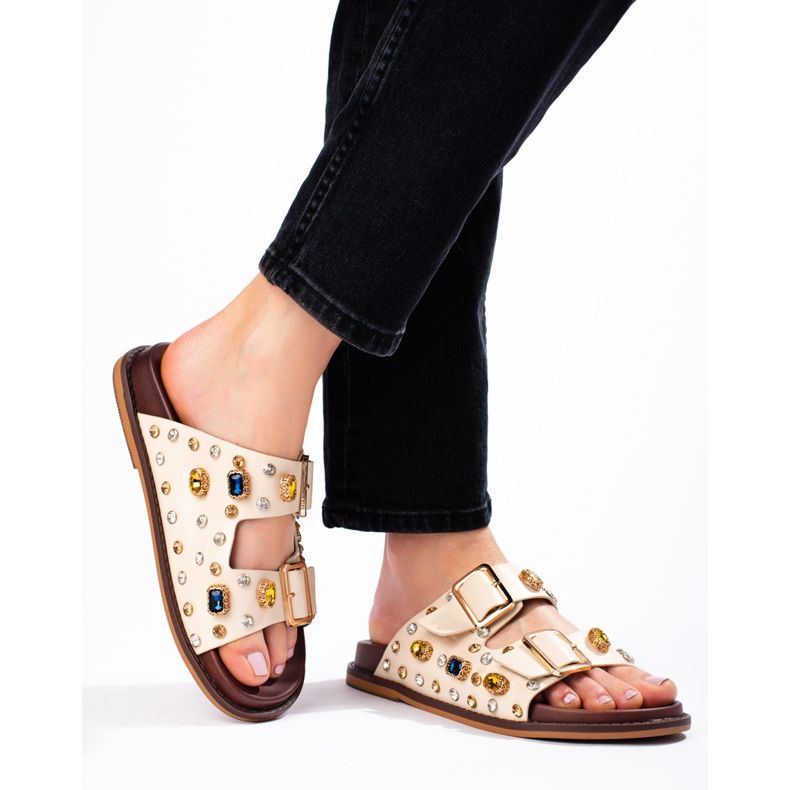 Seastar Tongs à la mode avec cristaux beige 2