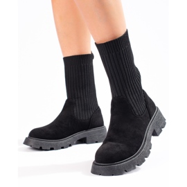 Bottines en daim pour femme avec tige souple Shelovet le noir 1