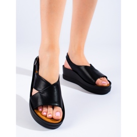 W. Potocki Sandales compensées noires pour femmes de Potocki 1