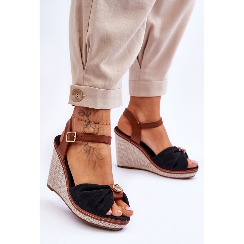 Sandales Compensées Femme Avec Décoration Noir Candice le noir 2