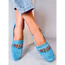 Mocassins bleu Davitian en zircons cubiques 4