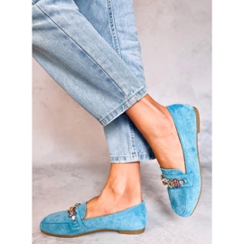 Mocassins bleu Davitian en zircons cubiques 2