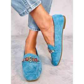 Mocassins bleu Davitian en zircons cubiques 5