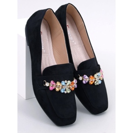 Davitian Mocassins noirs à strass 1