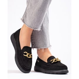 Mocassins en daim pour femmes sur la plateforme Shelovet le noir 2