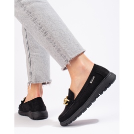 Mocassins en daim pour femmes sur la plateforme Shelovet le noir 4