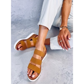 Sandales compensées Cregger Camel brun 4