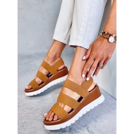 Sandales compensées Cregger Camel brun 5