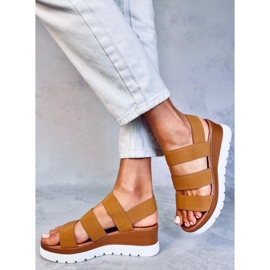 Sandales compensées Cregger Camel brun 3