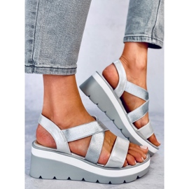 Sandales compensées Sethi Silver argent 2