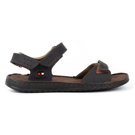 KOMODO Sandales en cuir pour hommes noires 881K le noir 1