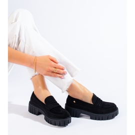 Mocassins Shelovet femme en daim noir 1