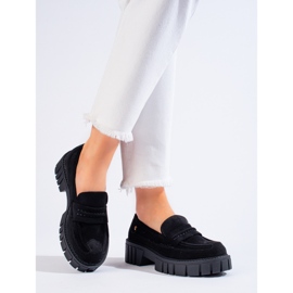 Mocassins Shelovet femme en daim noir 2