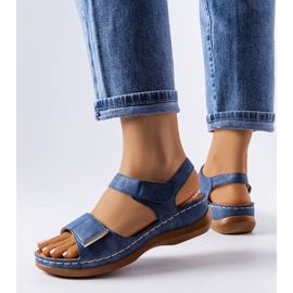 Sandales compensées basses bleu marine Vallis 1