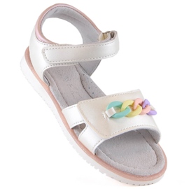 Evento Sandales velcro fille avec chaîne beige Miss 1 Evento Sandales velcro fille avec chaîne beige Miss 1