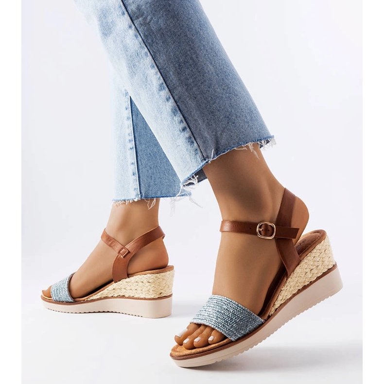 Sandales compensées bleues Miami 1