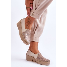 Baskets Compensées en Cuir Maciejka 5814A-10 Beige 3