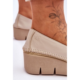 Baskets Compensées en Cuir Maciejka 5814A-10 Beige 5