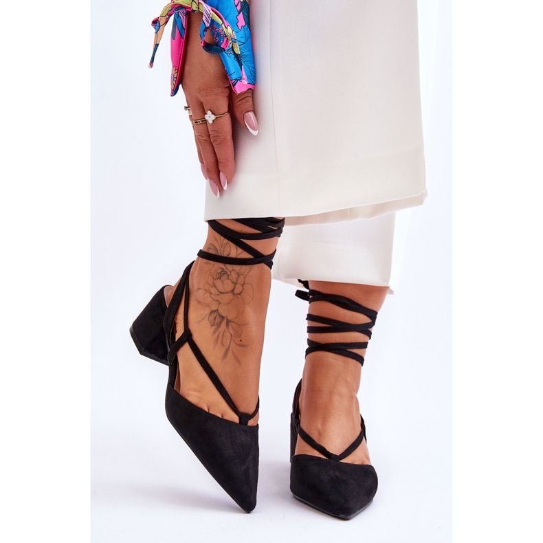 PG1 Escarpins noirs Carlotte à talons bas et nœuds le noir 1