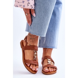 Sandales Plates Femme À Bride Décorative Baie Brune 1