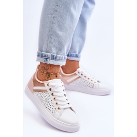 Chaussures De Sport Classiques Avec Motif Ajouré Blanc-Rose-Doré Happier blanche 2