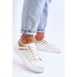Chaussures De Sport Classiques Avec Motif Ajouré Blanc Et Or Happier blanche 2