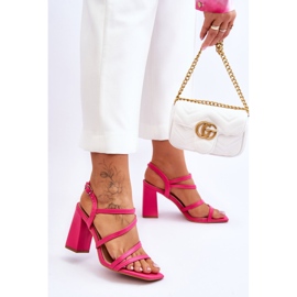 Sandales En Cuir Sur Un Talon Fuchsia Florentina rose 2