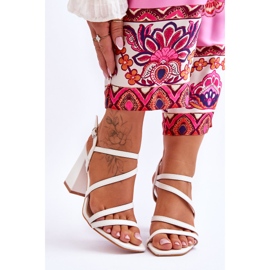 Sandales En Cuir Sur Un Talon Florentina Blanc blanche 1