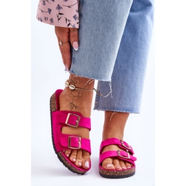 FB2 Sandales pour femmes sur plateforme en liège à rayures Fuchsia Doretta rose 1